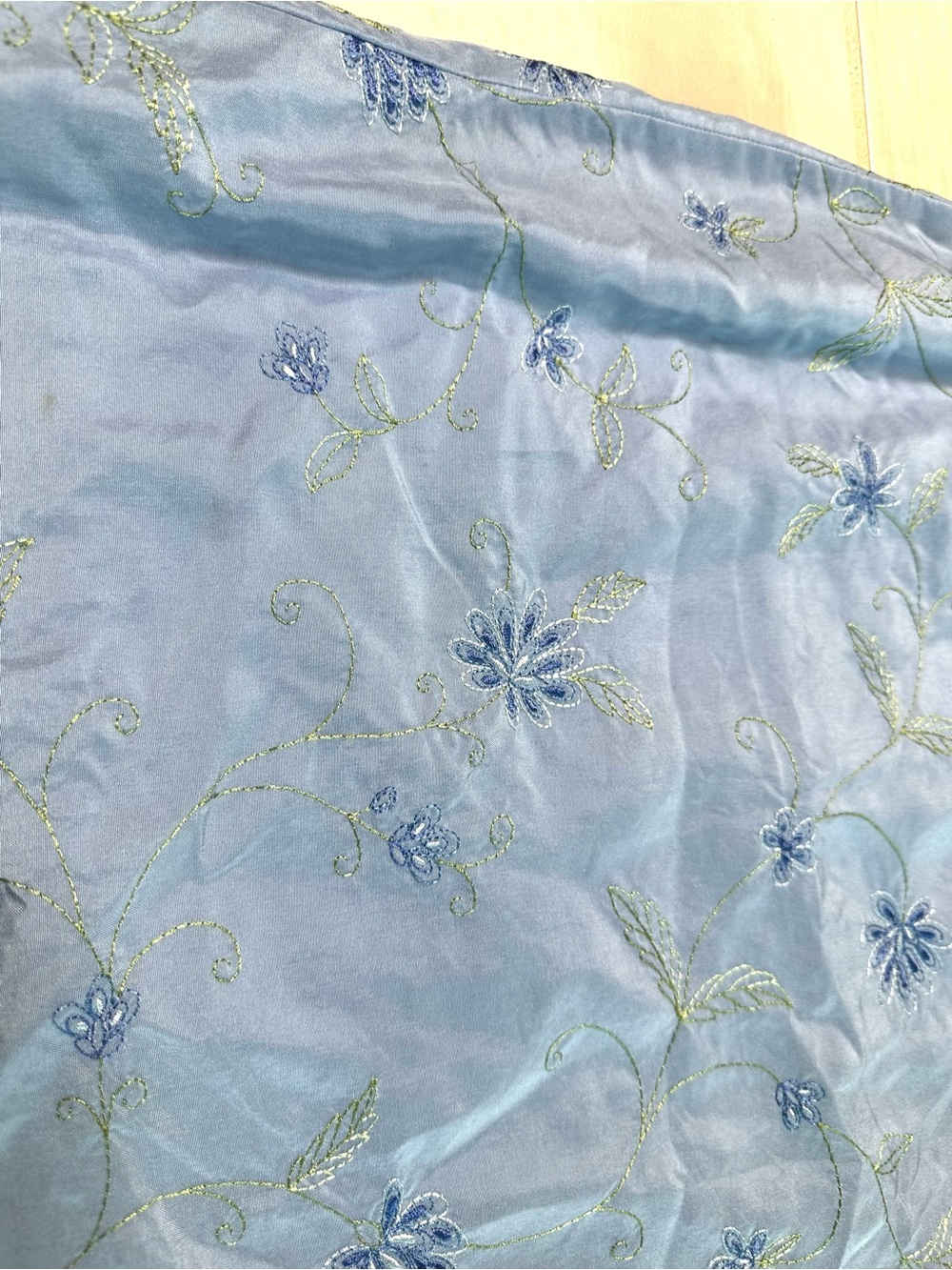 Women’s Silk 2 Piece Skirt Suit Blue Embroidered Blazer Petite 2 / XS - Picture 8 of 10